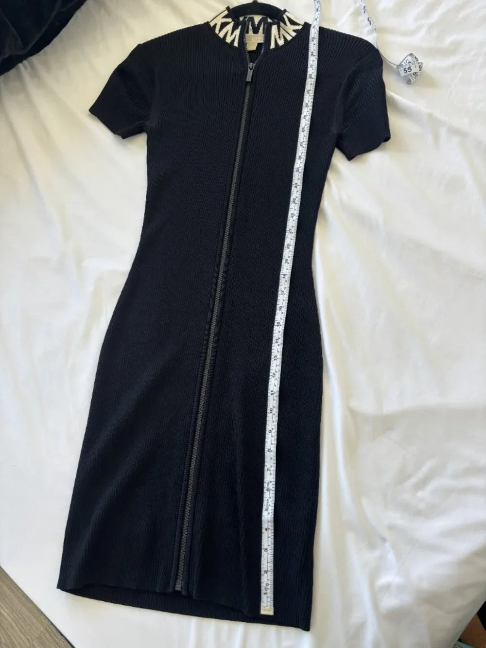 Michael Kors Ribbed Zip-Front Dress